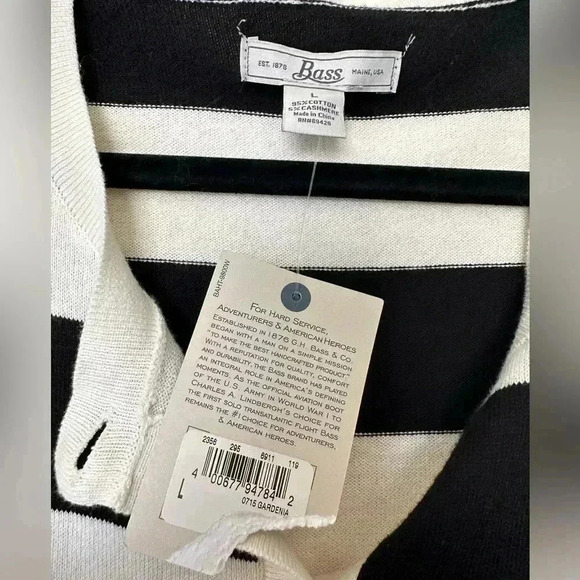 Bass Cream and Black Stripe Cardigan - Picture 2 of 6